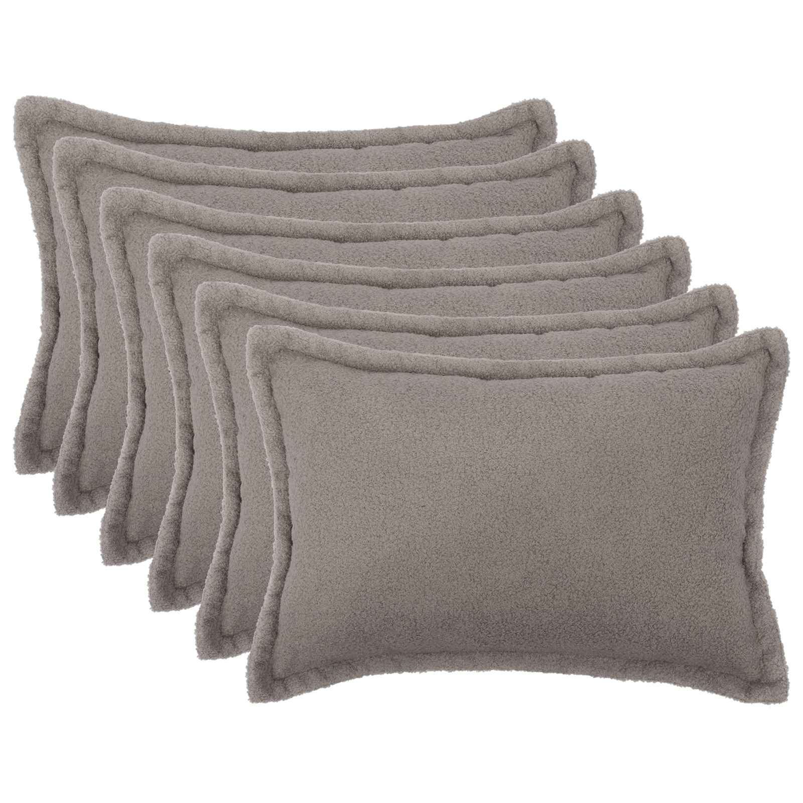 vidaXL Cushion Cover 6 pcs HOUTEN Light Grey 50 x 80 cm Bouclé 1