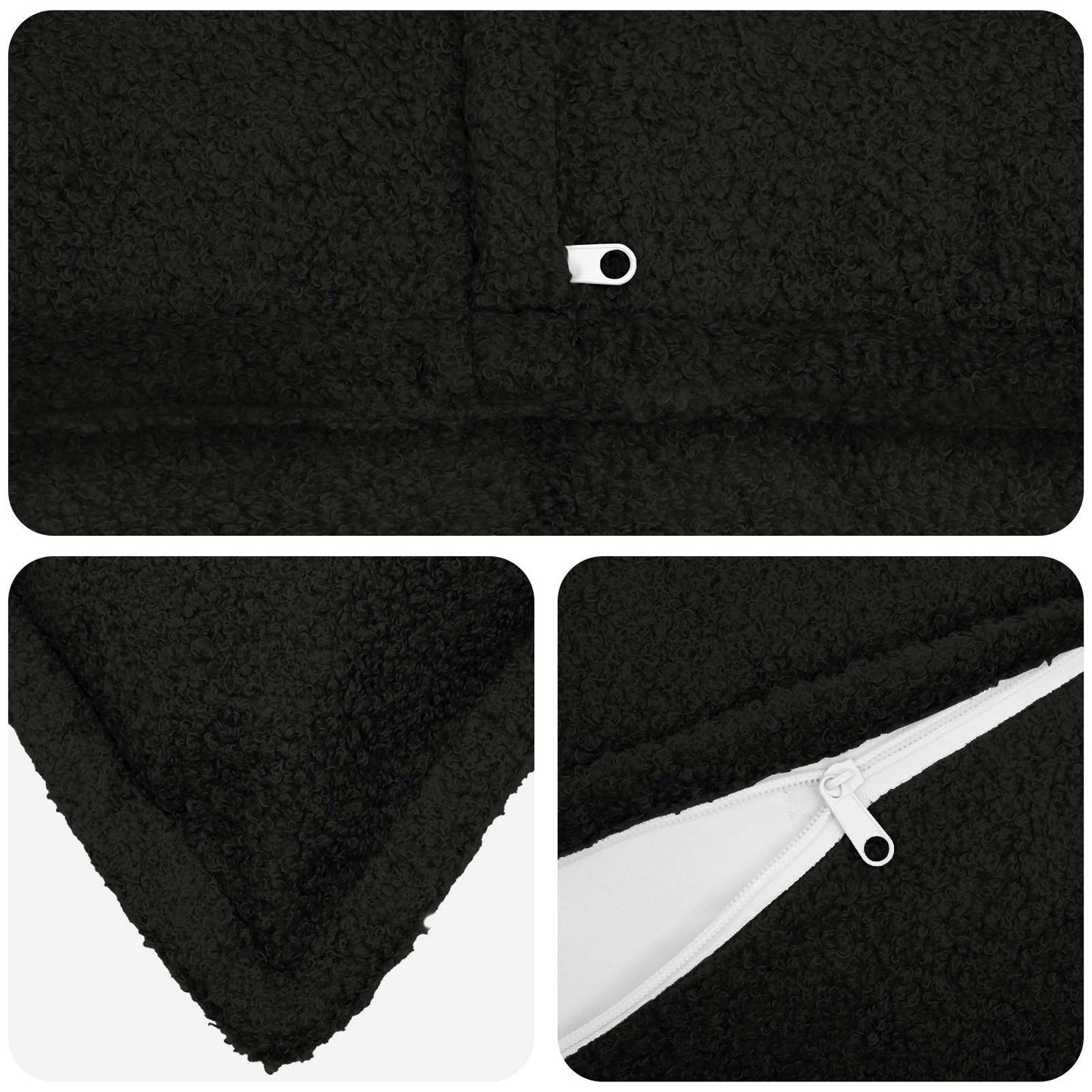vidaXL Cushion Cover 6 pcs HOUTEN Black 50 x 80 cm Bouclé 4