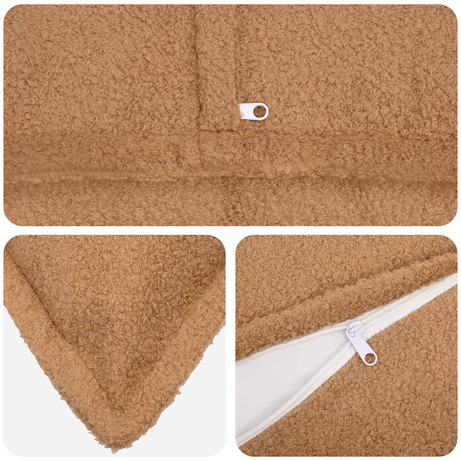 vidaXL Cushion Cover 6 pcs HOUTEN Beige 50 x 80 cm Bouclé 4