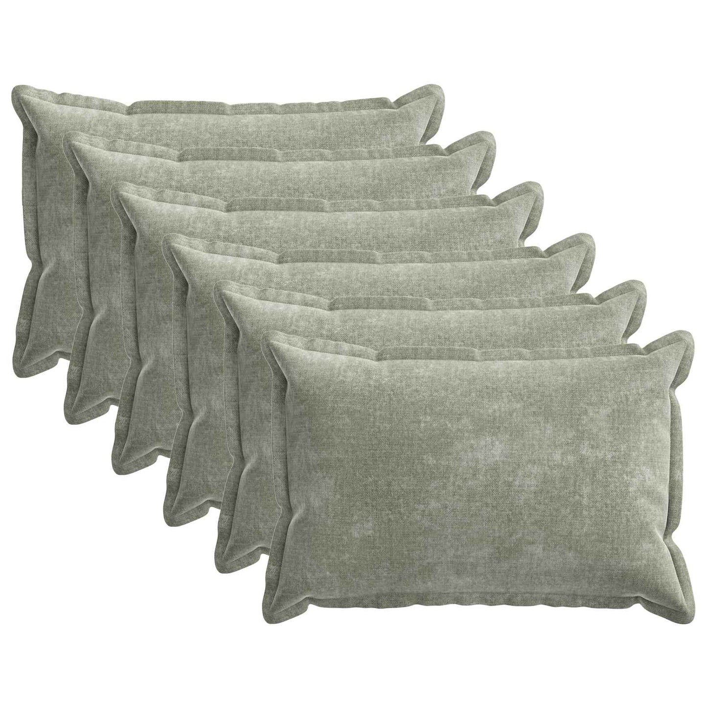 vidaXL Cushion Cover 6 pcs HOUTEN Green 50 x 80 cm Chenille Fabric 2