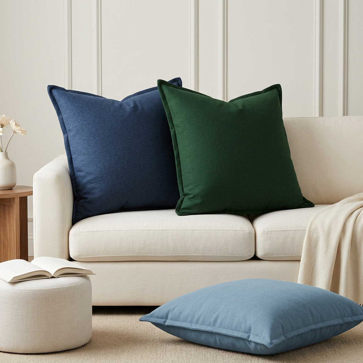 vidaXL Cushion with Pillow HOUTEN 2 pcs Dark Green Faux Linen 1