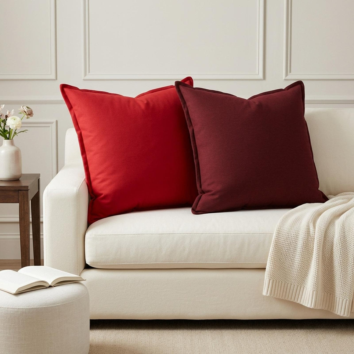 Cushion Pillow HOUTEN Red Faux Linen