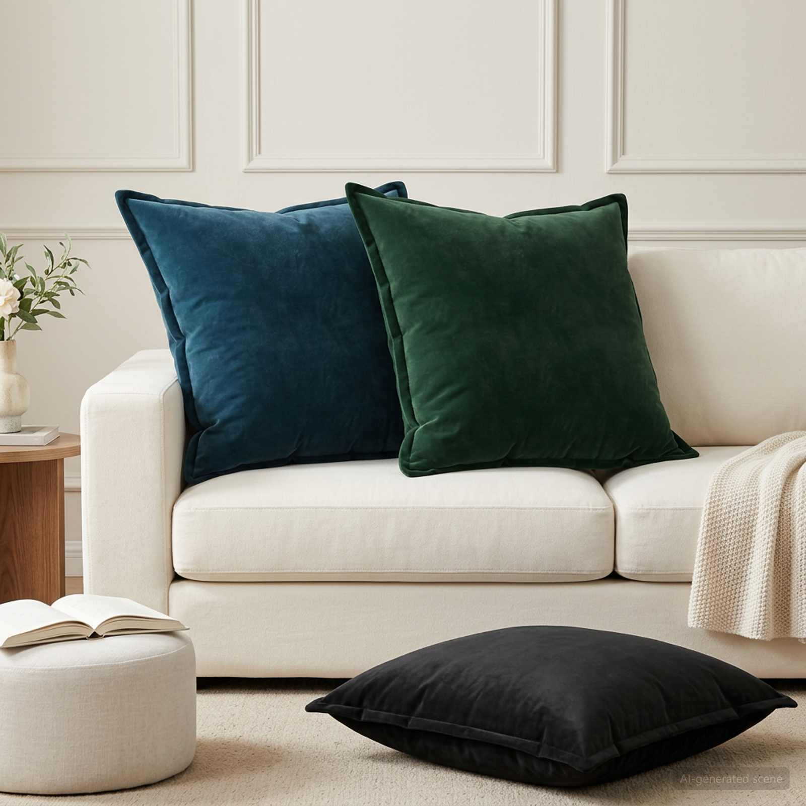 vidaXL Cushion with Pillow HOUTEN 2 pcs Blue Velvet 1