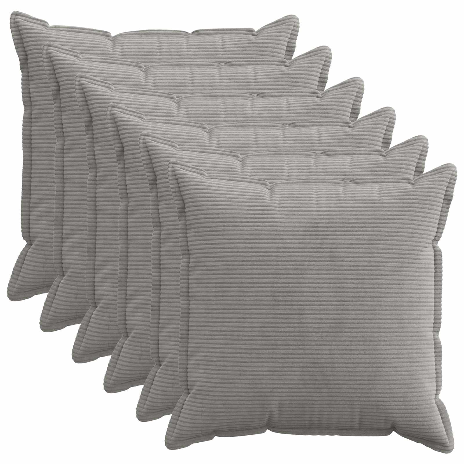 vidaXL Cushion Cover 6 pcs HOUTEN Light Grey 65 x 65 cm Corduroy 1