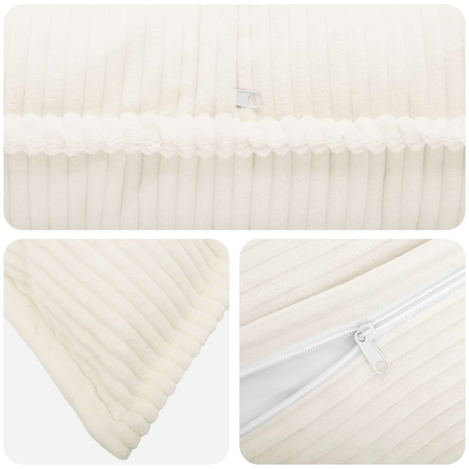 vidaXL Cushion Cover 6 pcs HOUTEN Cream 65 x 65 cm Corduroy 4