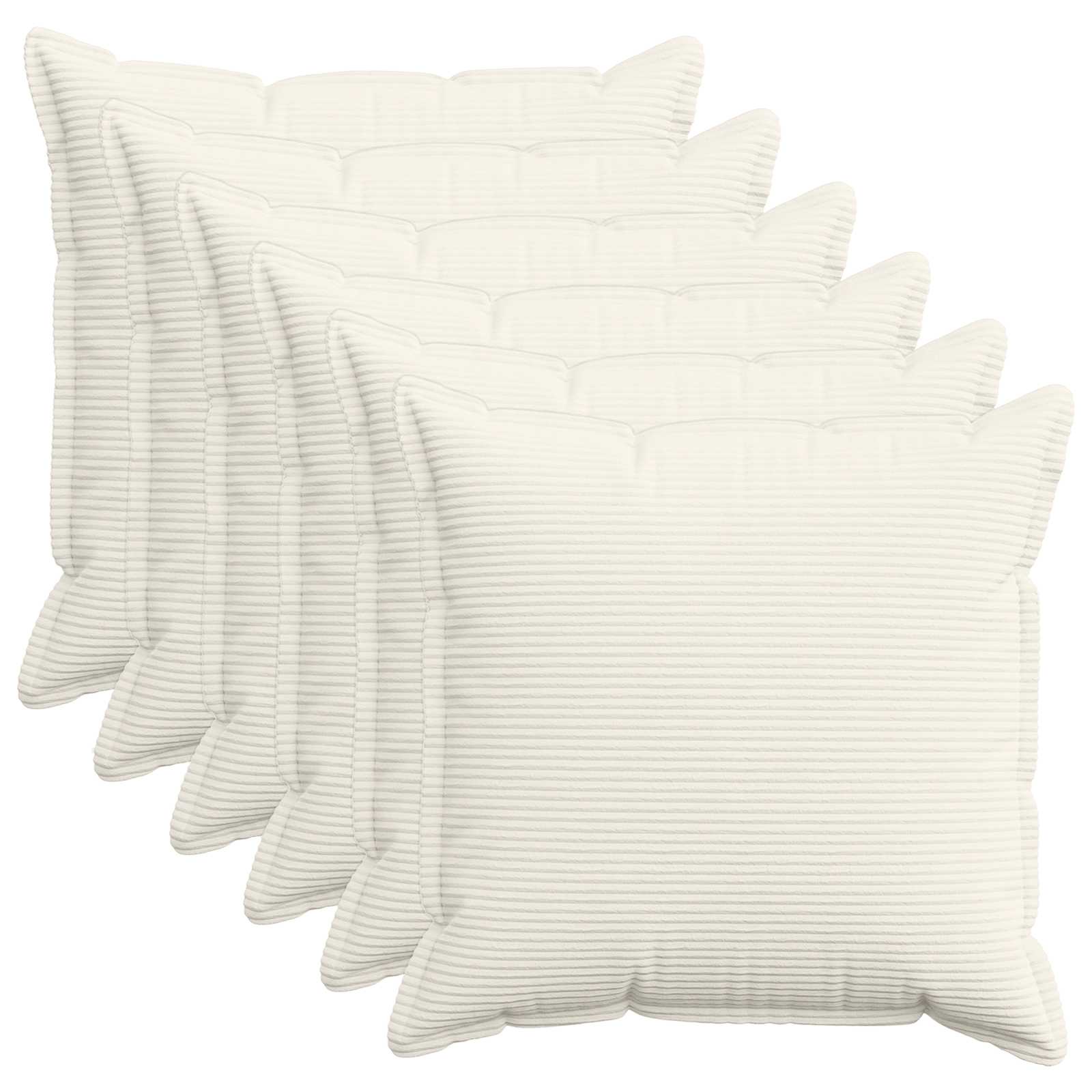 vidaXL Cushion Cover 6 pcs HOUTEN Cream 65 x 65 cm Corduroy 1