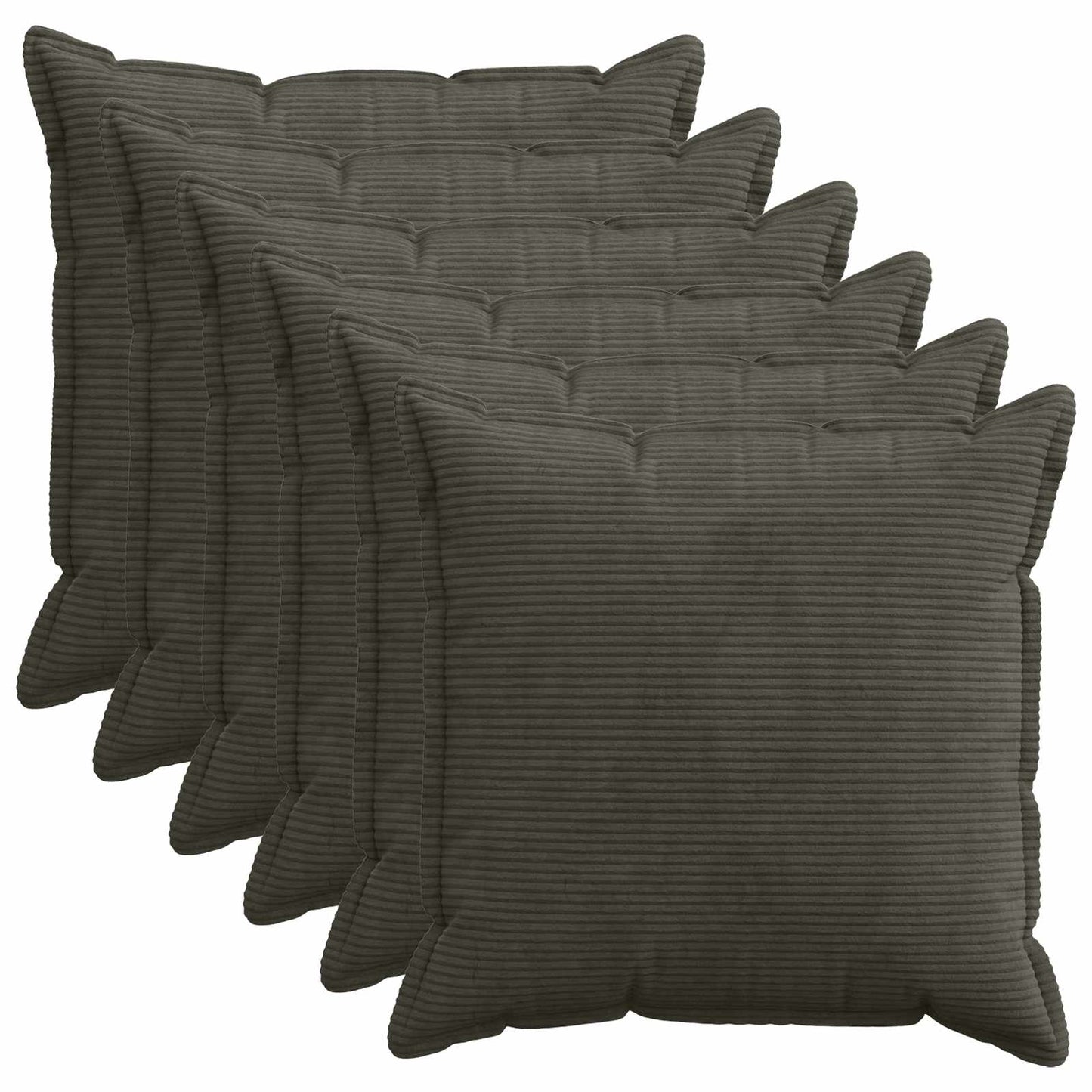 vidaXL Cushion Cover 6 pcs HOUTEN Anthracite 65 x 65 cm Corduroy 1