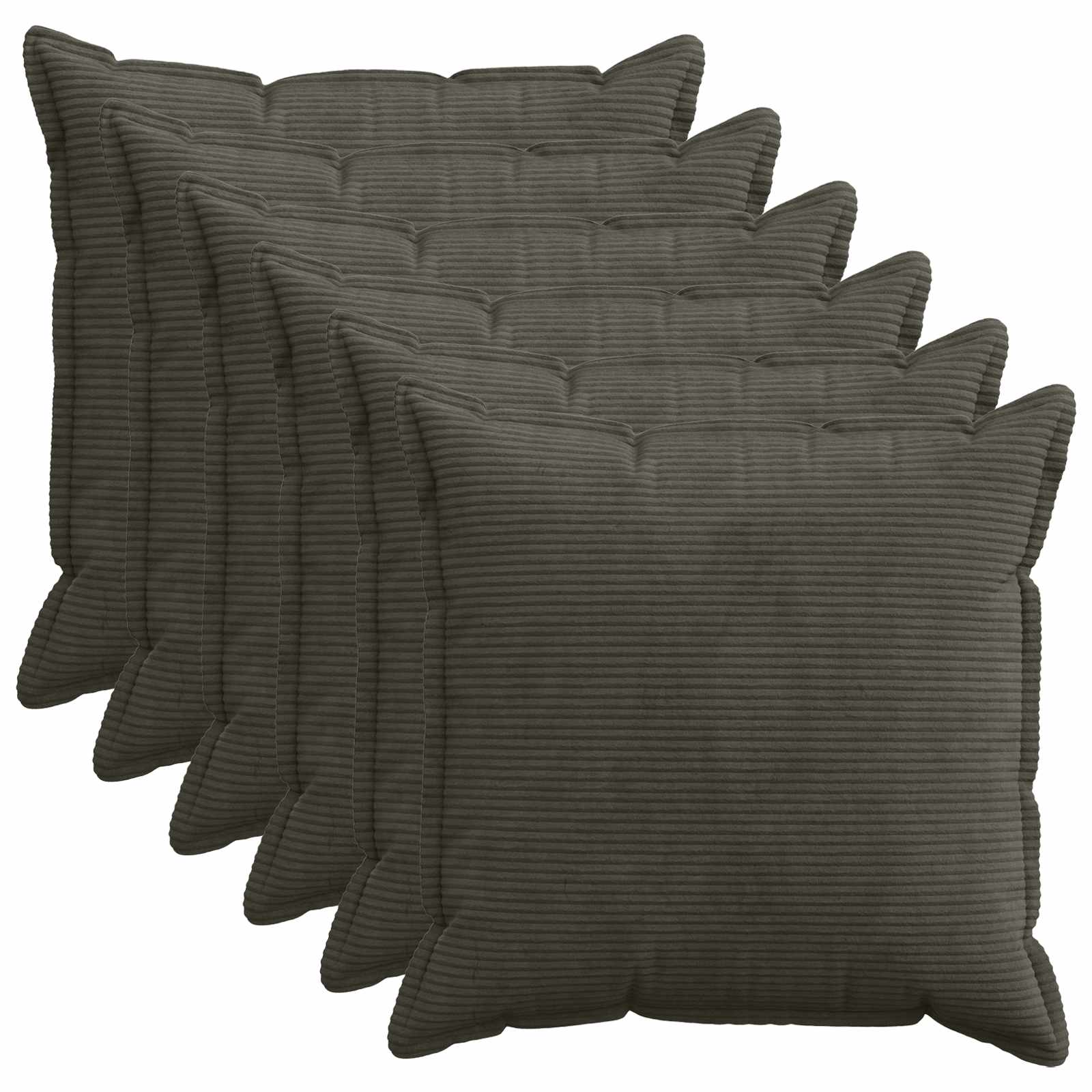 vidaXL Cushion Cover 6 pcs HOUTEN Anthracite 65 x 65 cm Corduroy 1