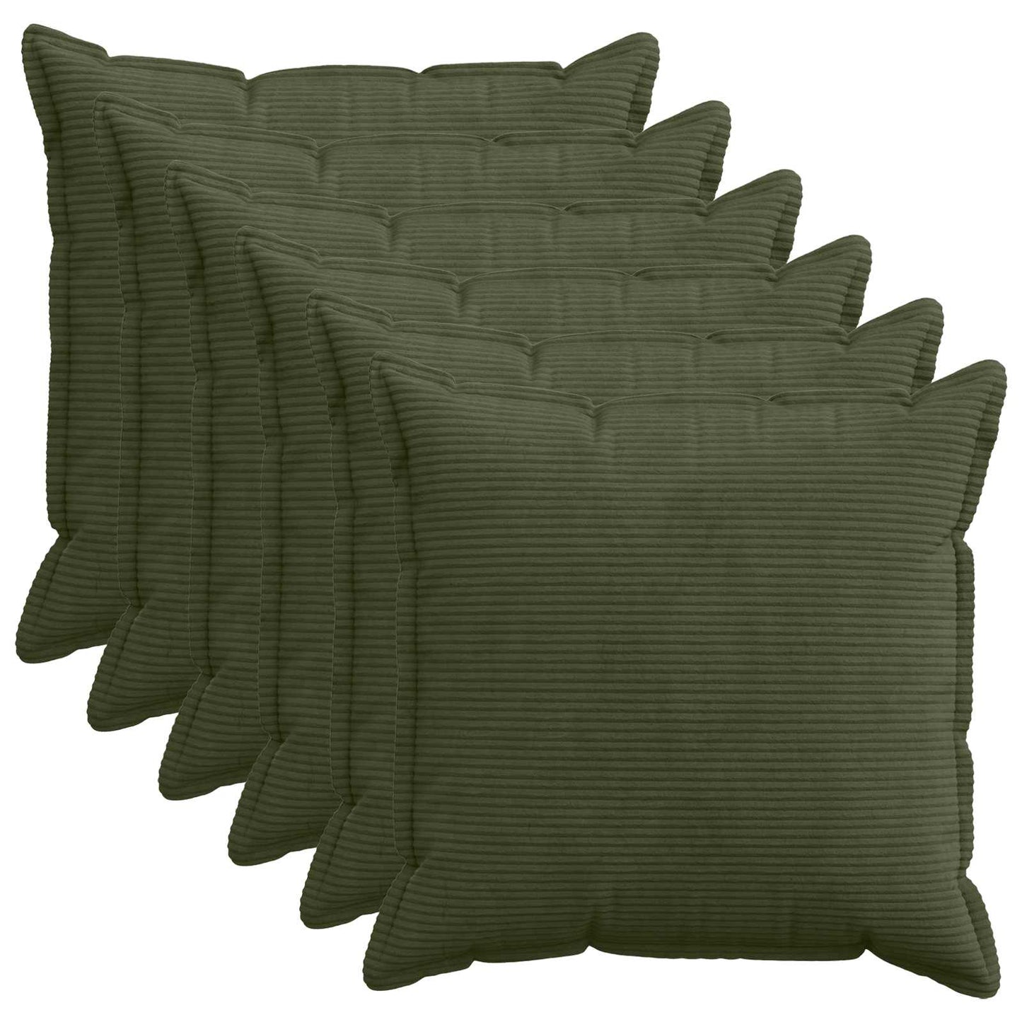 vidaXL Cushion Cover 6 pcs HOUTEN Green 65 x 65 cm Corduroy 1
