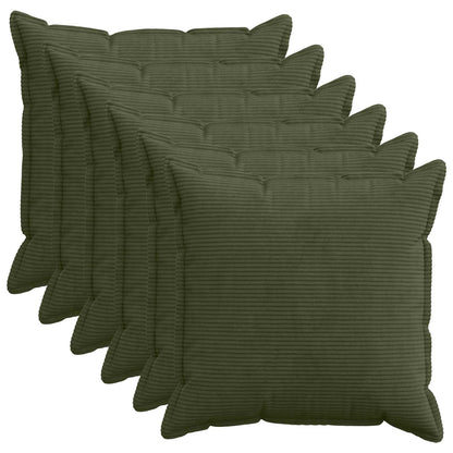vidaXL Cushion Cover 6 pcs HOUTEN Green 65 x 65 cm Corduroy 1