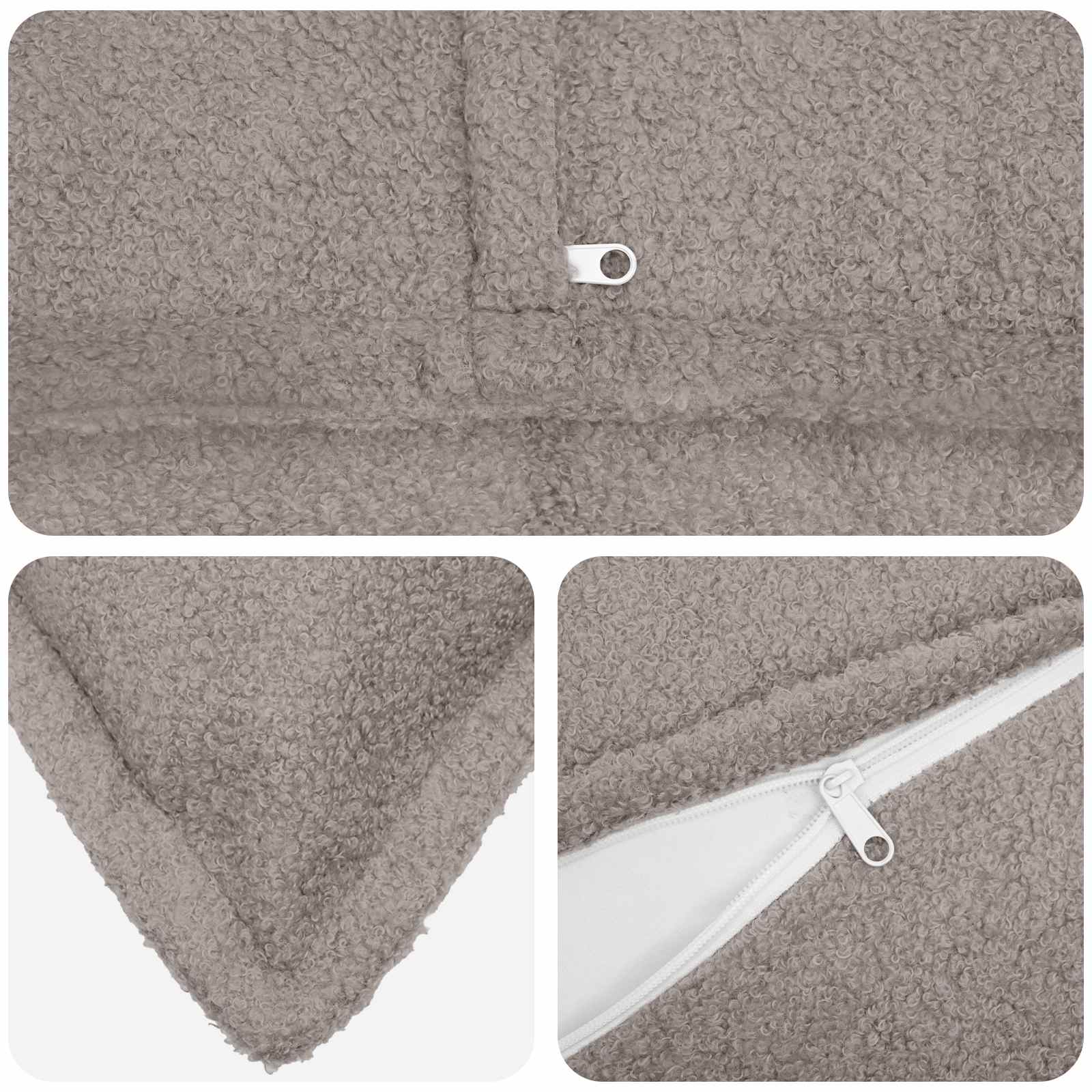 vidaXL Cushion Cover 6 pcs HOUTEN Light Grey 65 x 65 cm Bouclé 4