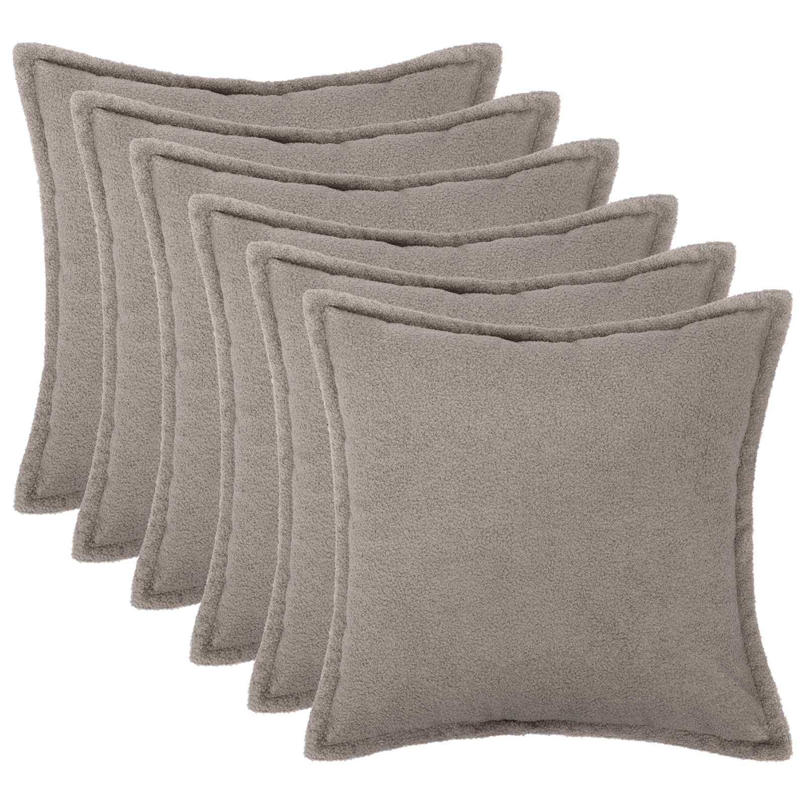 vidaXL Cushion Cover 6 pcs HOUTEN Light Grey 65 x 65 cm Bouclé 1