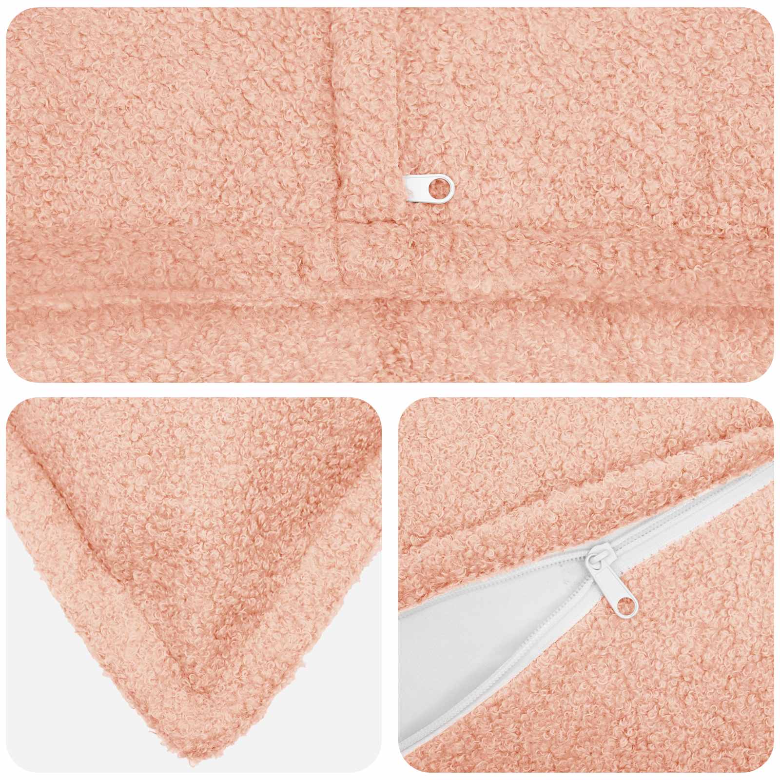 vidaXL Cushion Cover 6 pcs HOUTEN Pink 65 x 65 cm Bouclé 4