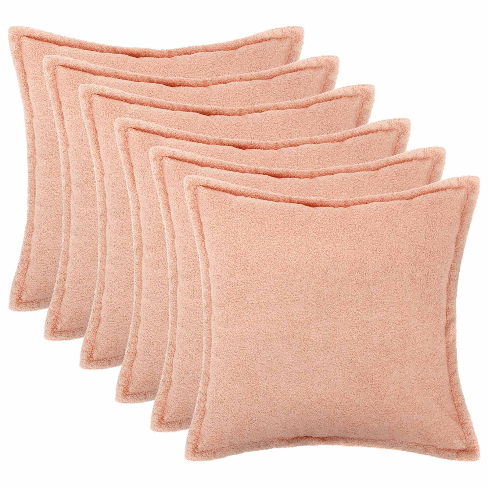 vidaXL Cushion Cover 6 pcs HOUTEN Pink 65 x 65 cm Bouclé 1