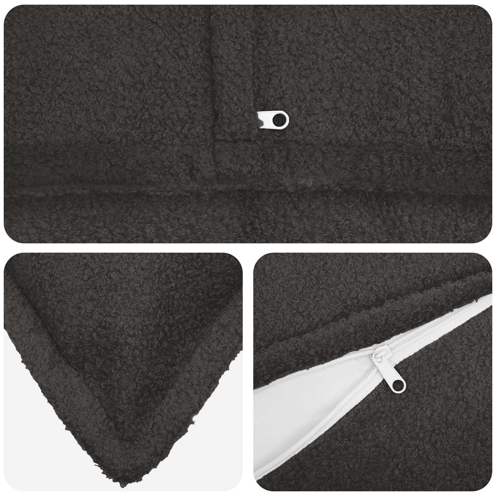 vidaXL Cushion Cover 6 pcs HOUTEN Dark Grey 65 x 65 cm Bouclé 4
