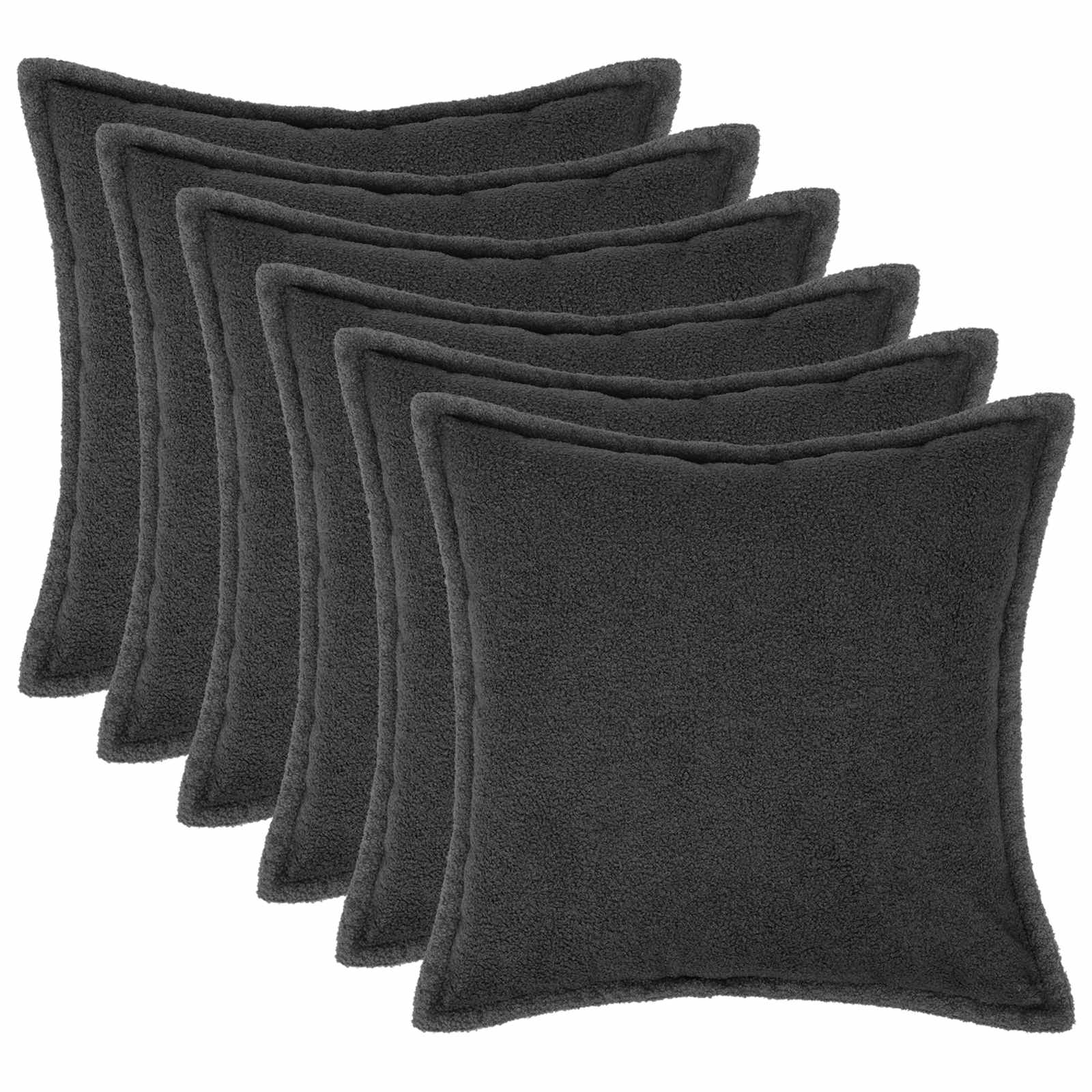vidaXL Cushion Cover 6 pcs HOUTEN Dark Grey 65 x 65 cm Bouclé 1