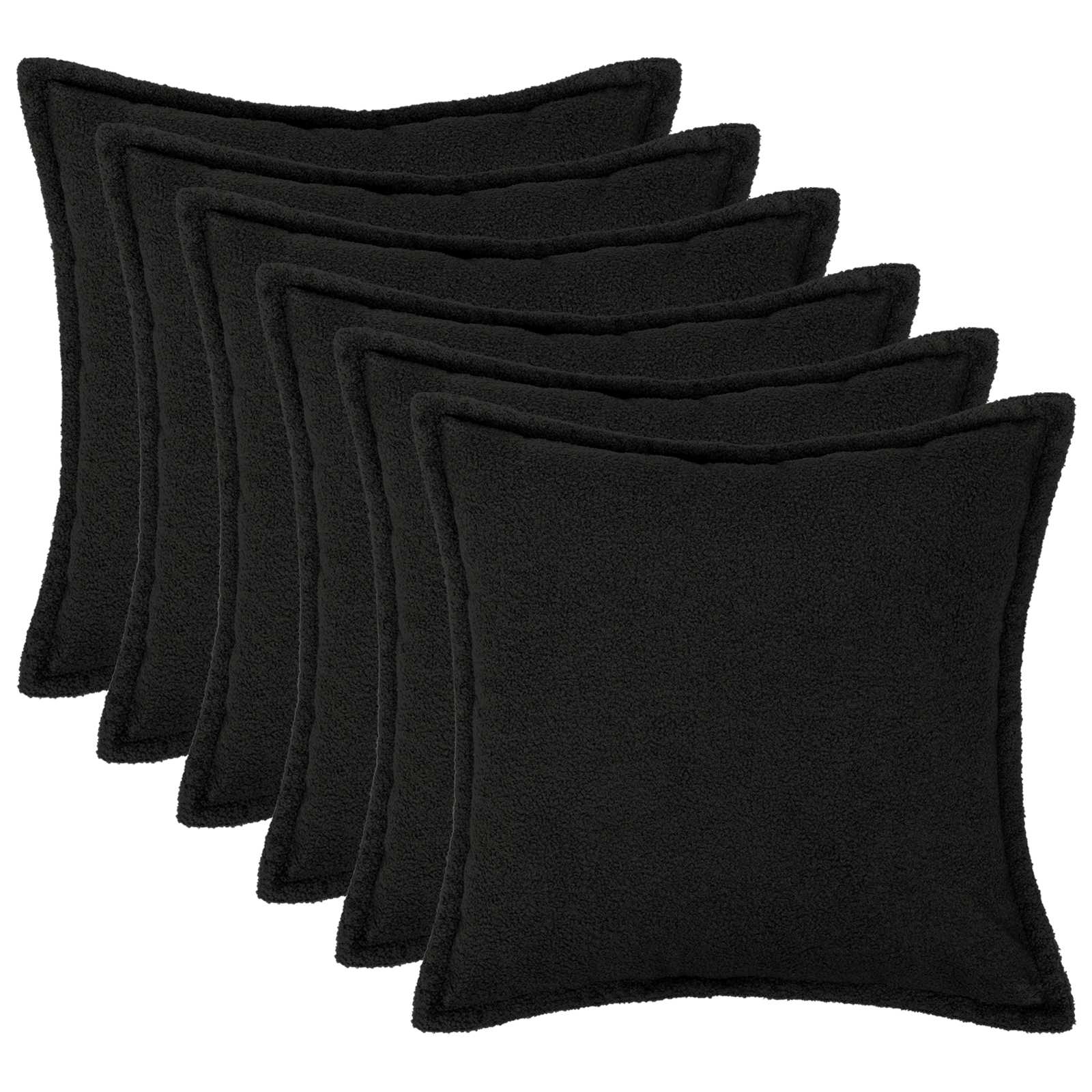 vidaXL Cushion Cover 6 pcs HOUTEN Black 65 x 65 cm Bouclé 1