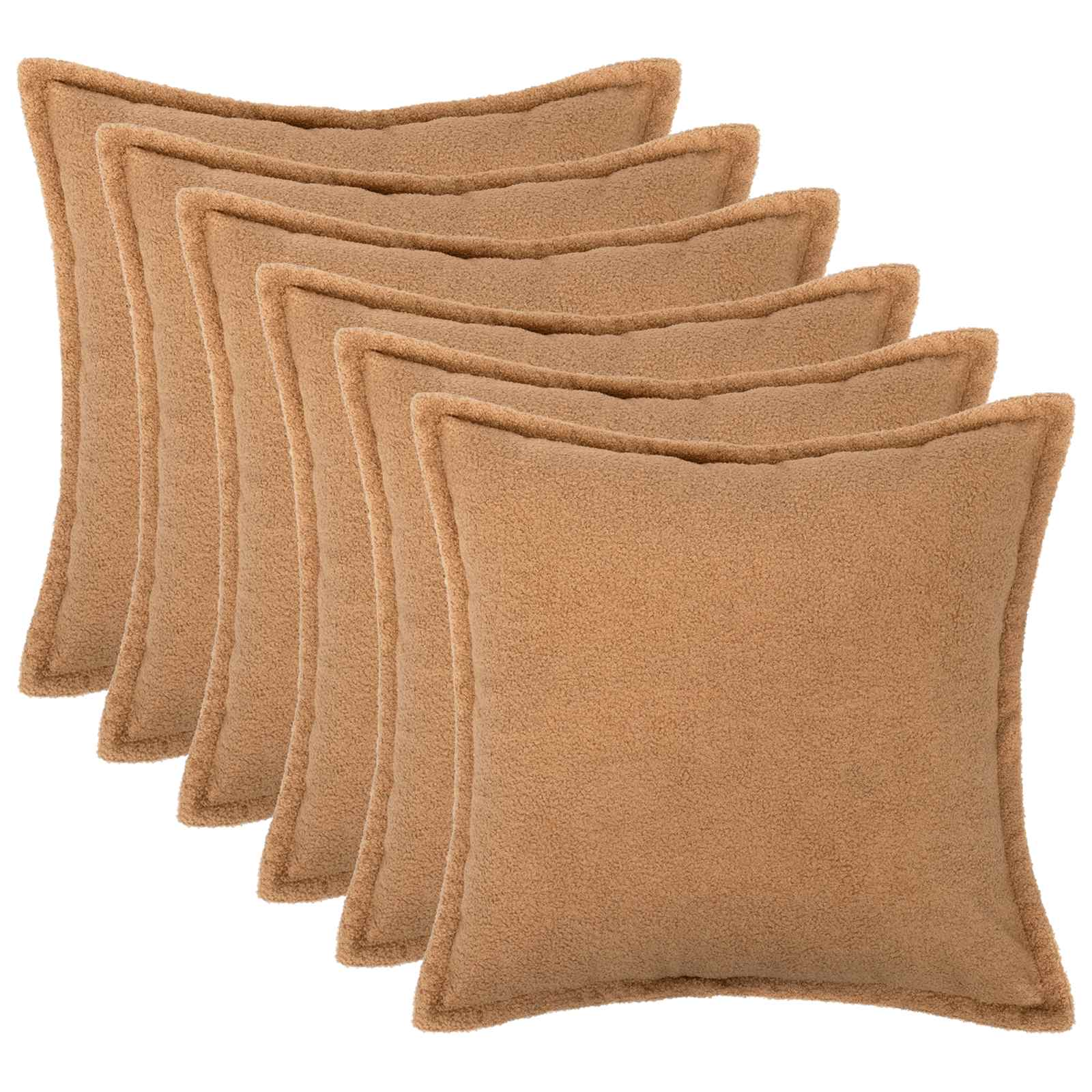 vidaXL Cushion Cover 6 pcs HOUTEN Beige 65 x 65 cm Bouclé 1
