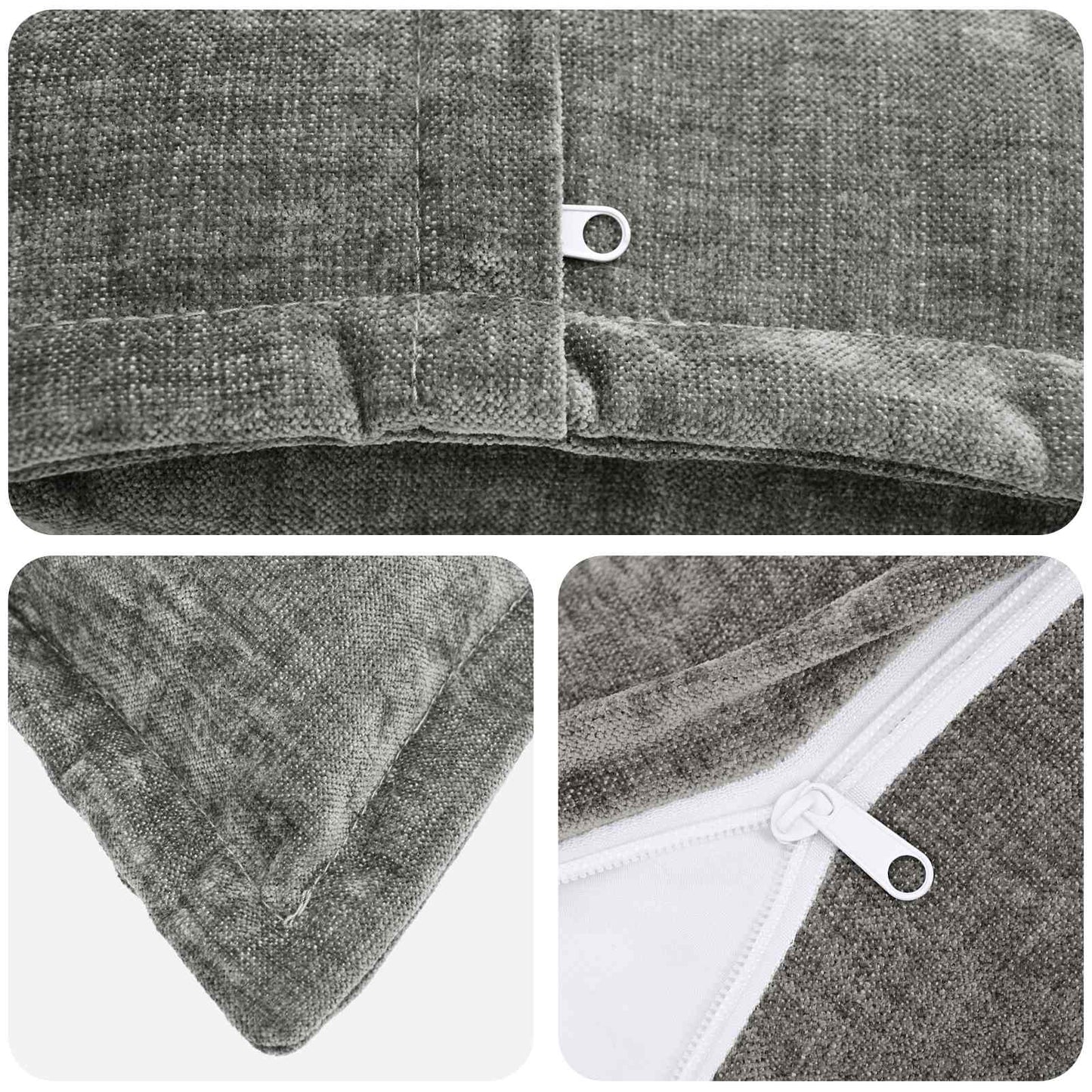 vidaXL Cushion Cover 6 pcs HOUTEN Dark Grey 65 x 65 cm Chenille Fabric 5