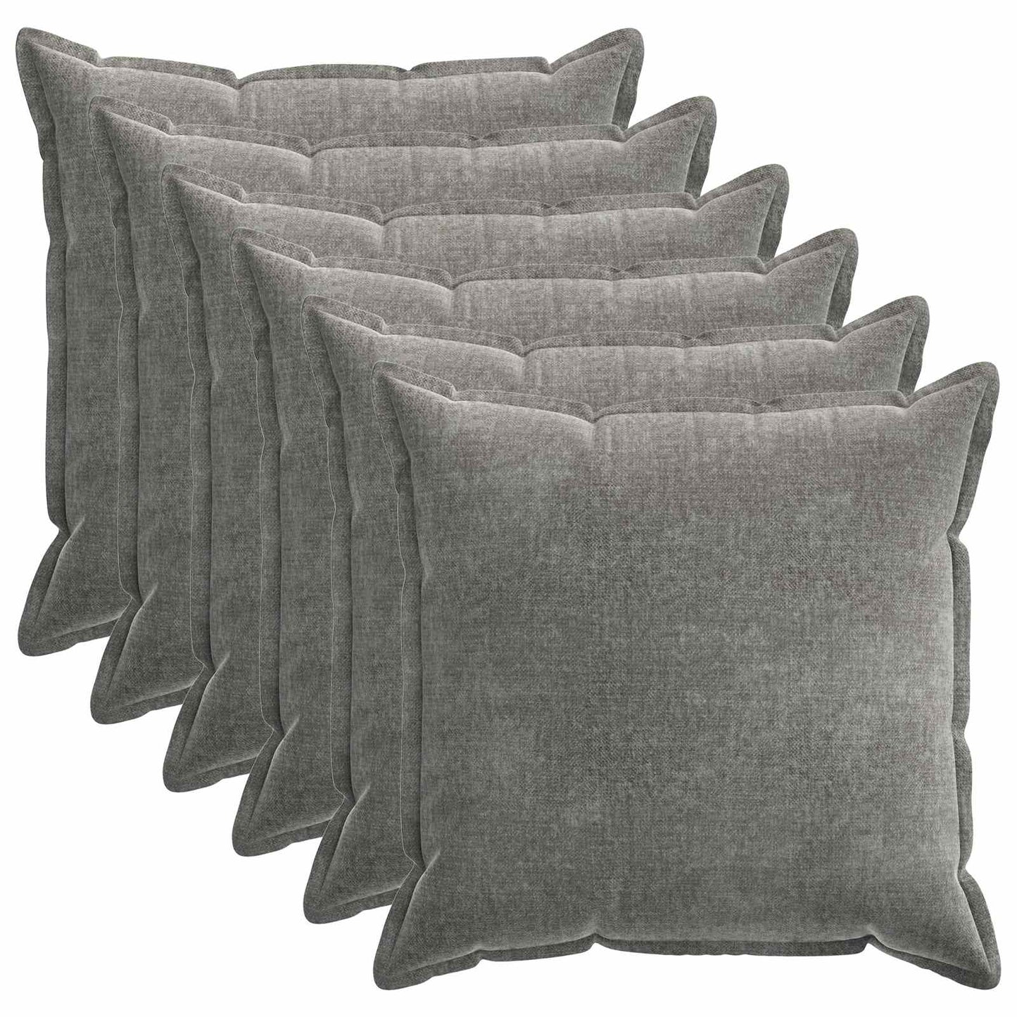 vidaXL Cushion Cover 6 pcs HOUTEN Dark Grey 65 x 65 cm Chenille Fabric 2