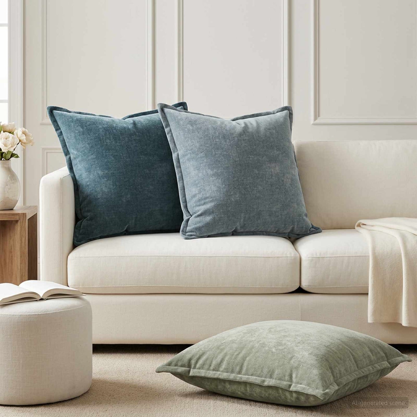 vidaXL Cushion Cover 6 pcs HOUTEN Blue 65 x 65 cm Chenille Fabric 1