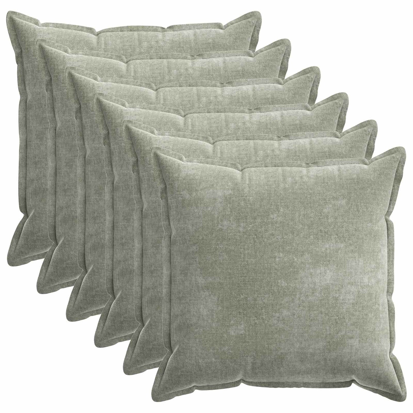 vidaXL Cushion Cover 6 pcs HOUTEN Green 65 x 65 cm Chenille Fabric 2