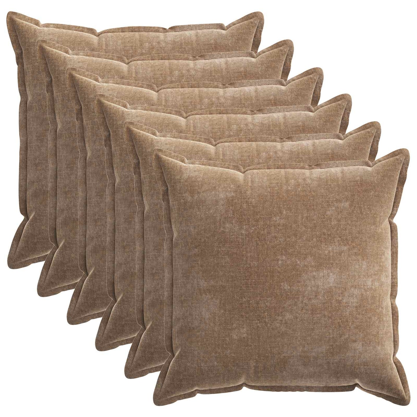 vidaXL Cushion Cover 6 pcs HOUTEN Brown 65 x 65 cm Chenille Fabric 2
