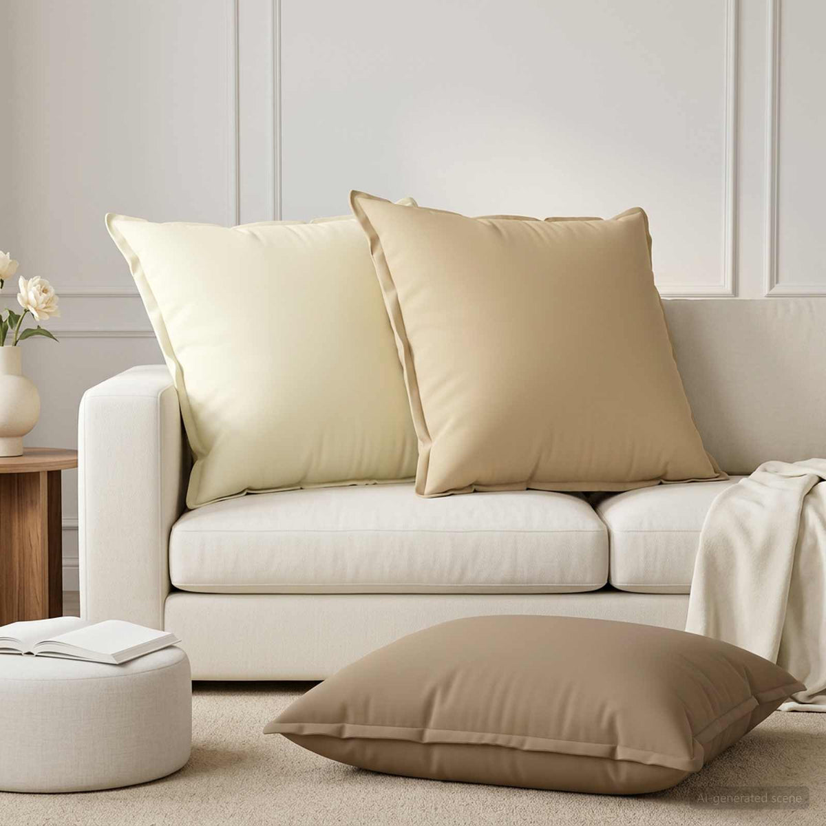 vidaXL Throw Pillow 2 pcs HOUTEN Taupe 80 x 80 cm Polyester 1