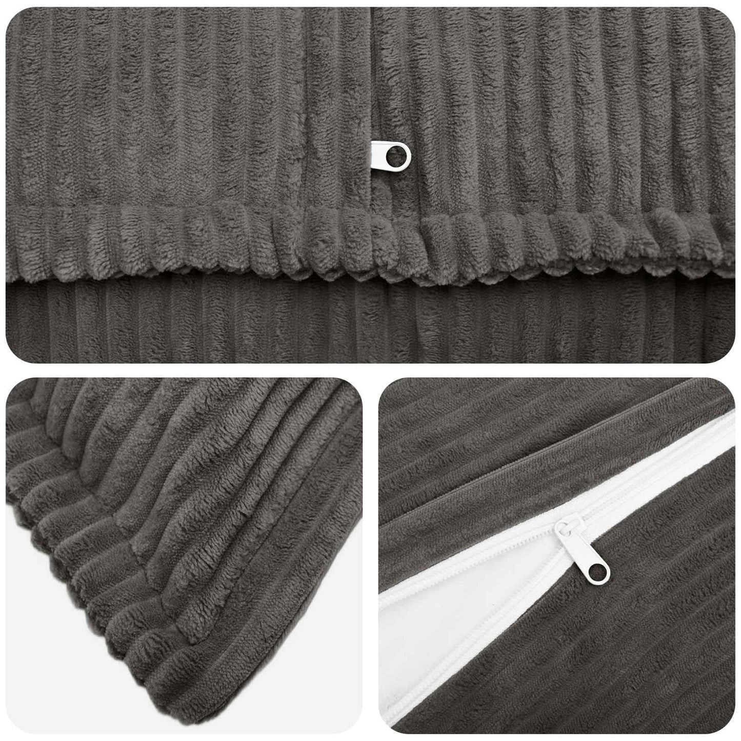 vidaXL Cushion Cover 6 pcs HOUTEN Dark Grey 70 x 70 cm Corduroy 4