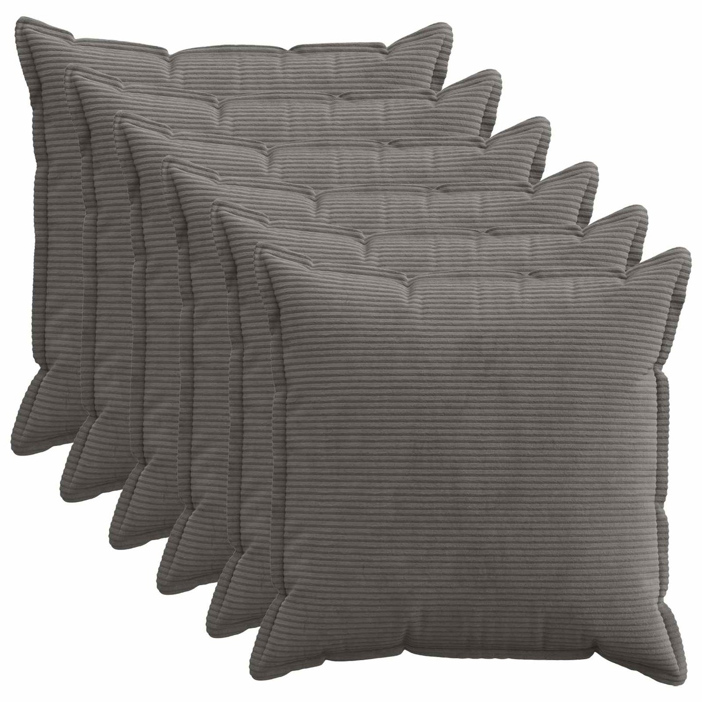 vidaXL Cushion Cover 6 pcs HOUTEN Dark Grey 70 x 70 cm Corduroy 1