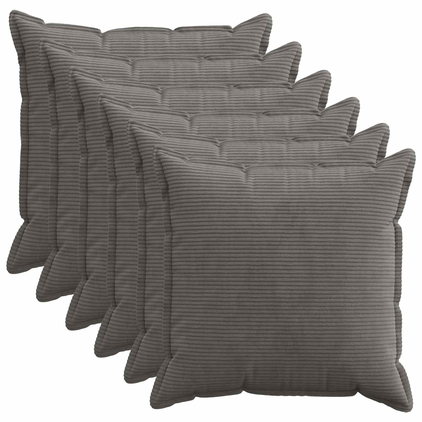 vidaXL Cushion Cover 6 pcs HOUTEN Dark Grey 70 x 70 cm Corduroy 1