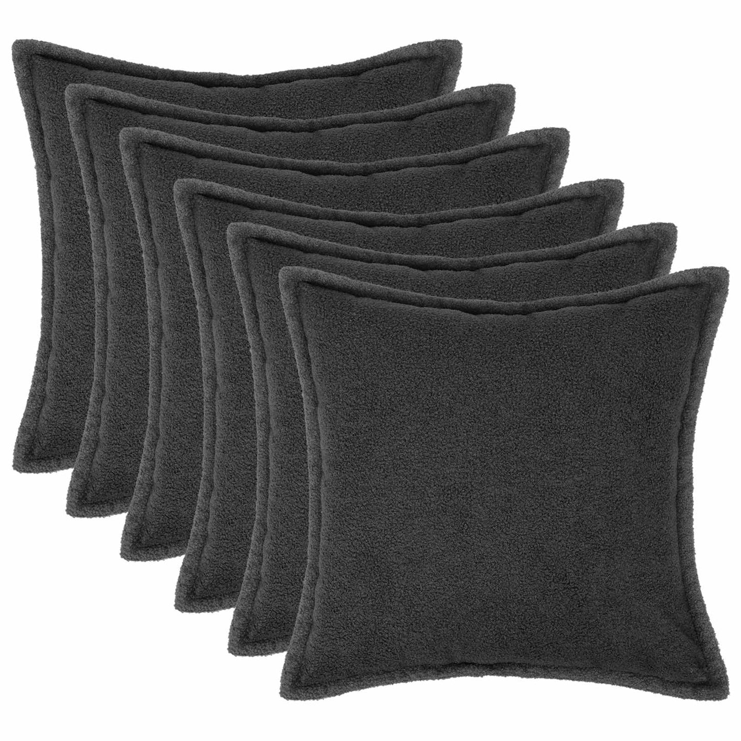vidaXL Cushion Cover 6 pcs HOUTEN Dark Grey 70 x 70 cm Bouclé 1