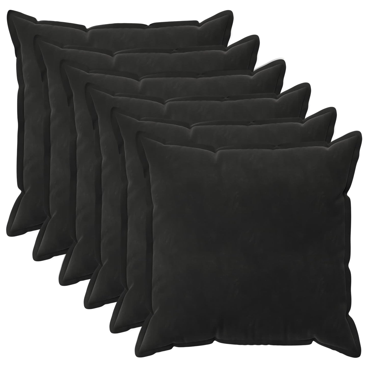 vidaXL Cushion Cover 6 pcs HOUTEN Black 80 x 80 cm Velvet 2