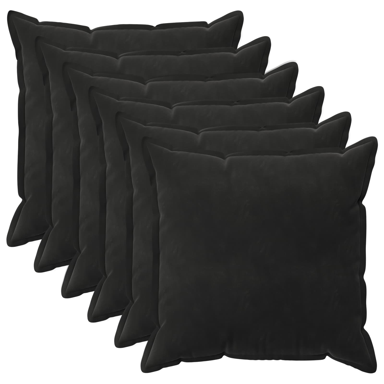 vidaXL Cushion Cover 6 pcs HOUTEN Black 80 x 80 cm Velvet 2