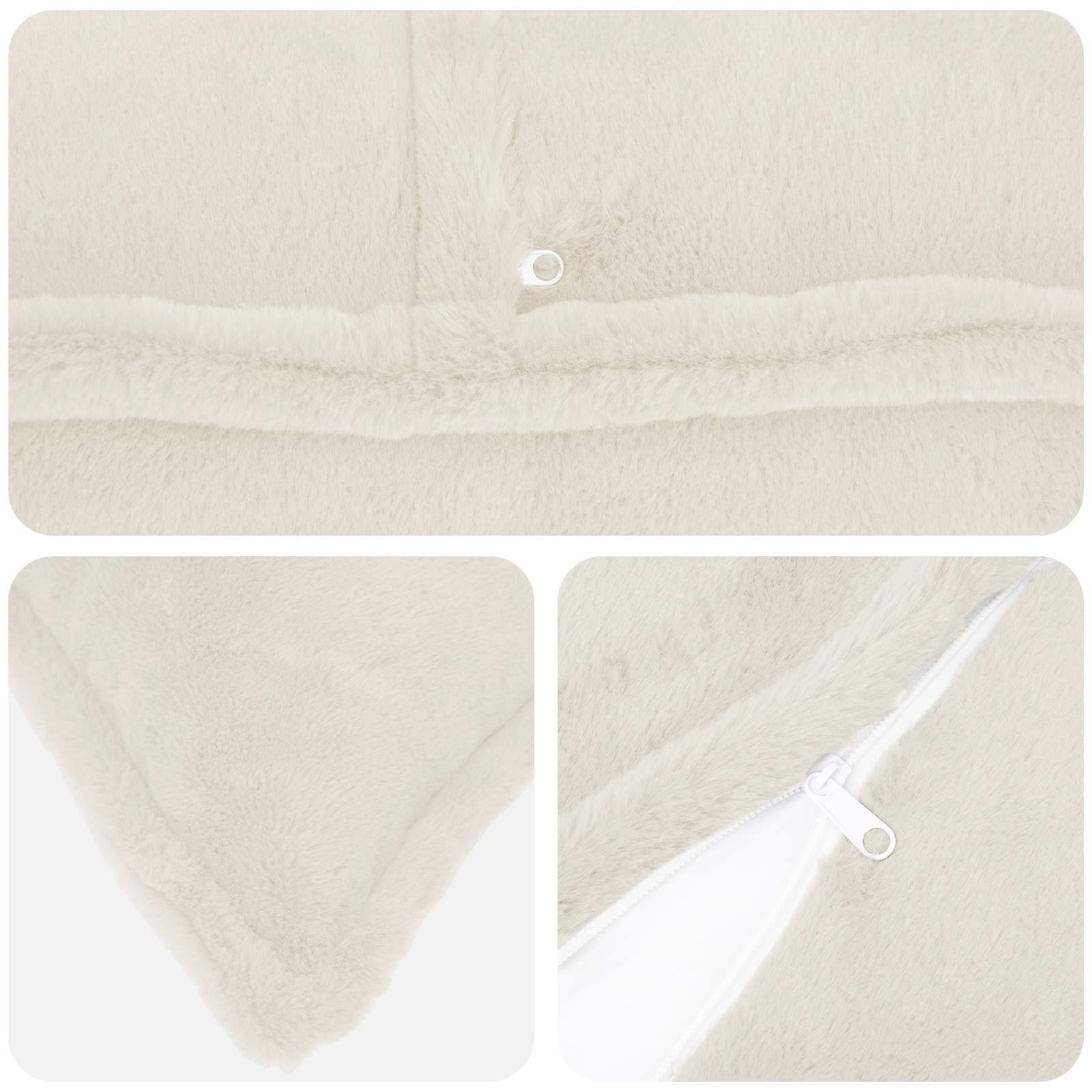 vidaXL Cushion Cover 6 pcs HOUTEN White 80 x 80 cm Faux Rabbit Fur 5