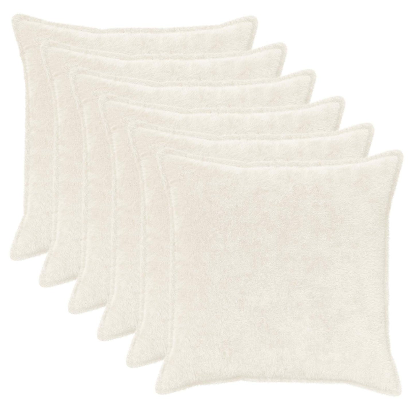 vidaXL Cushion Cover 6 pcs HOUTEN White 80 x 80 cm Faux Rabbit Fur 2