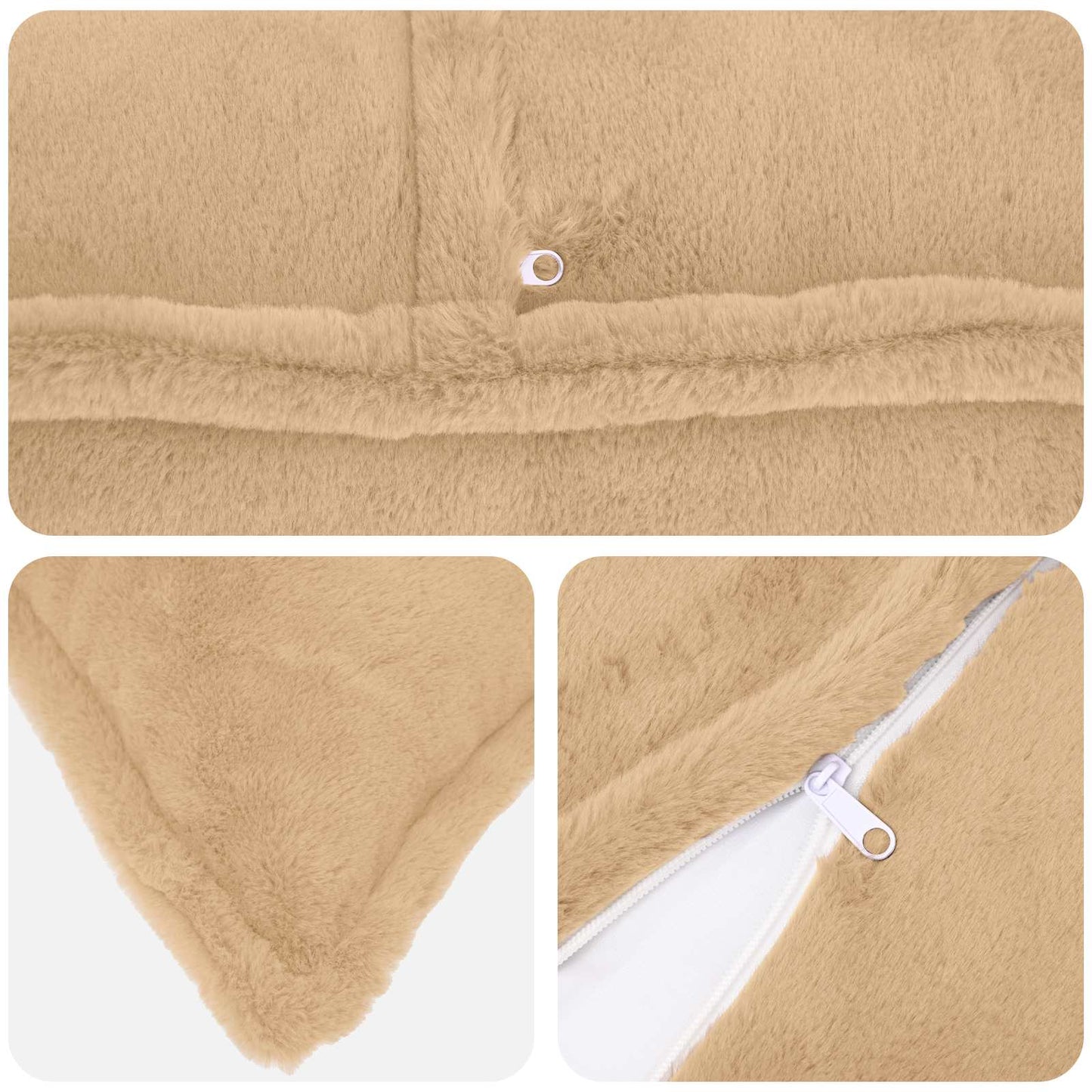 vidaXL Cushion Cover 6 pcs HOUTEN Cream 80 x 80 cm Faux Rabbit Fur 5
