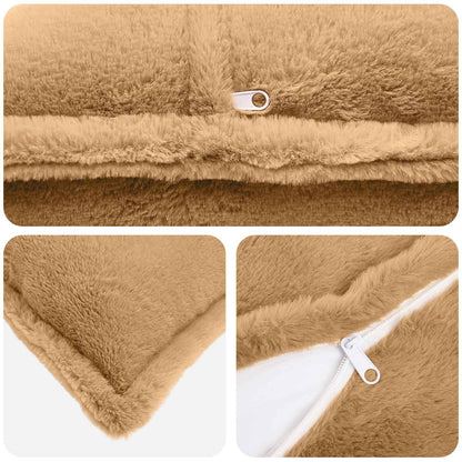 vidaXL Cushion Cover 6 pcs HOUTEN Taupe 80 x 80 cm Faux Rabbit Fur 5