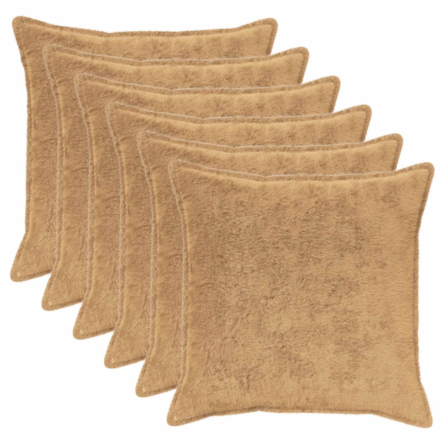 vidaXL Cushion Cover 6 pcs HOUTEN Taupe 80 x 80 cm Faux Rabbit Fur 2