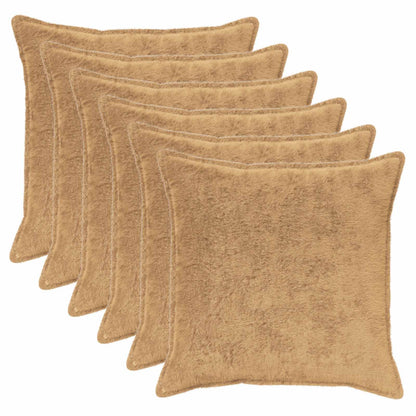 vidaXL Cushion Cover 6 pcs HOUTEN Taupe 80 x 80 cm Faux Rabbit Fur 2