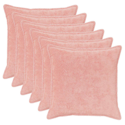 vidaXL Cushion Cover 6 pcs HOUTEN Pink 80 x 80 cm Faux Rabbit Fur 2