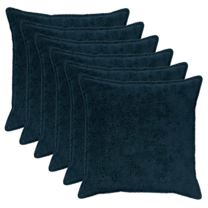 vidaXL Cushion Cover 6 pcs HOUTEN Navy Blue 80 x 80 cm Faux Rabbit Fur 2