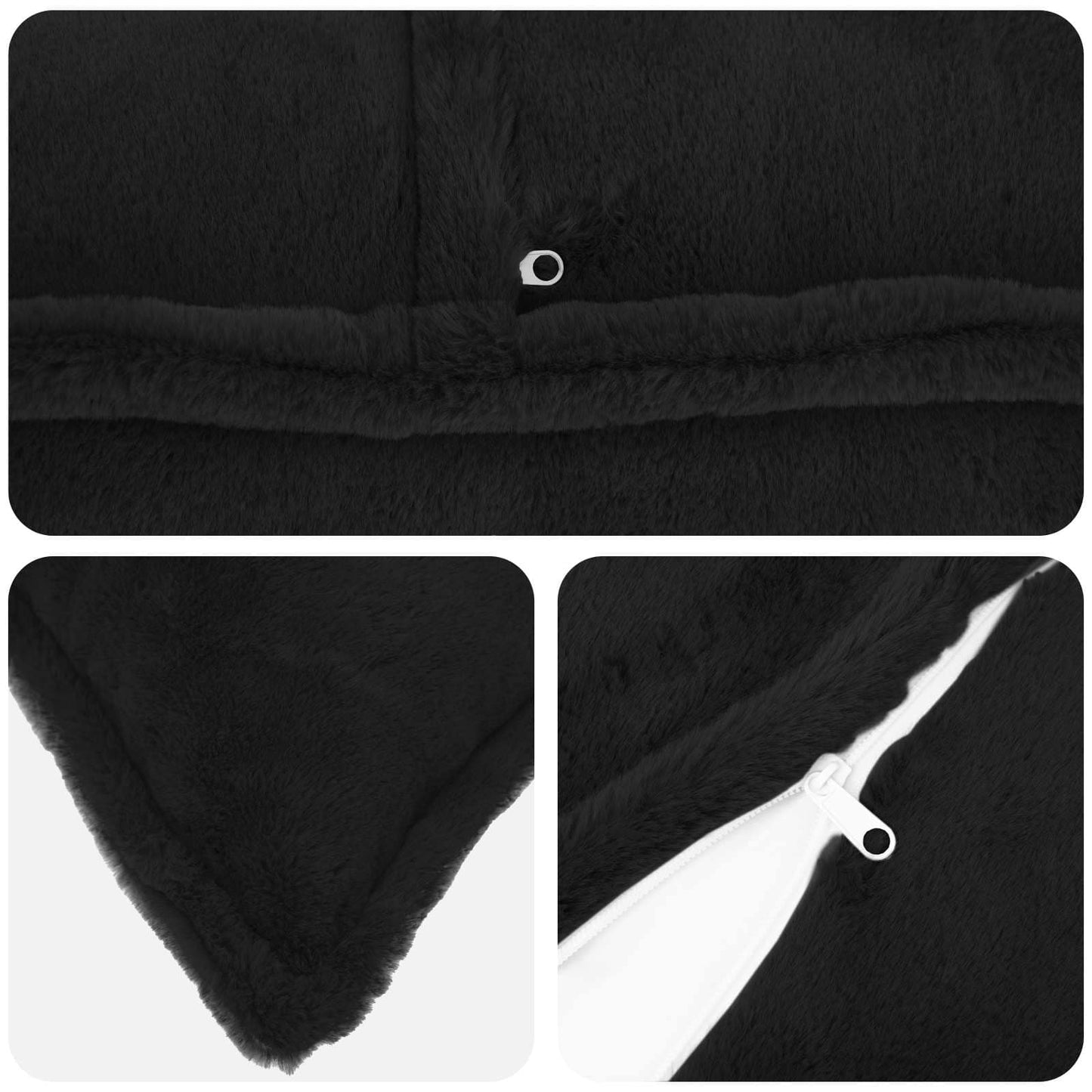vidaXL Cushion Cover 6 pcs HOUTEN Black 80 x 80 cm Faux Rabbit Fur 5