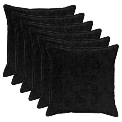 vidaXL Cushion Cover 6 pcs HOUTEN Black 80 x 80 cm Faux Rabbit Fur 2