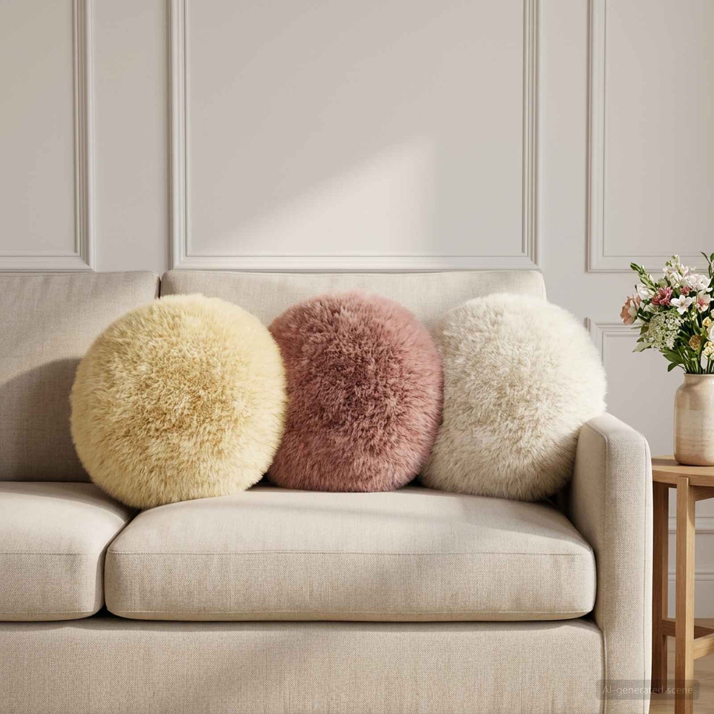 vidaXL Cushion with Pillow HEERLEN 6 pcs White PV Fleece 1