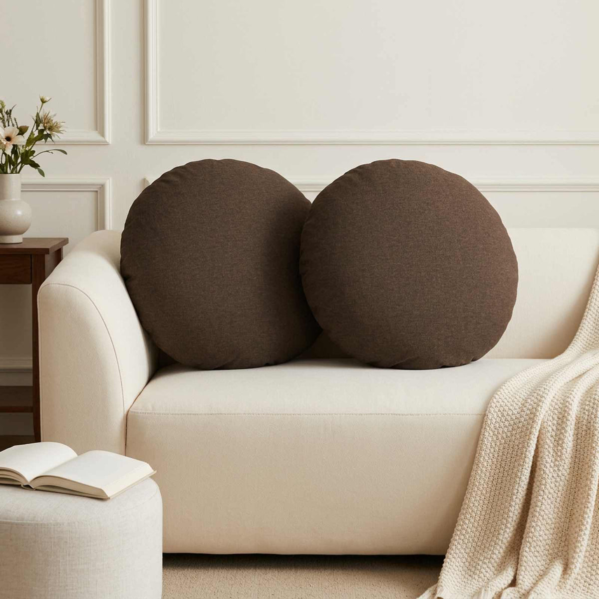 vidaXL Throw Pillow 6 pcs HEERLEN Taupe Dia. 60 cm Fabric 1