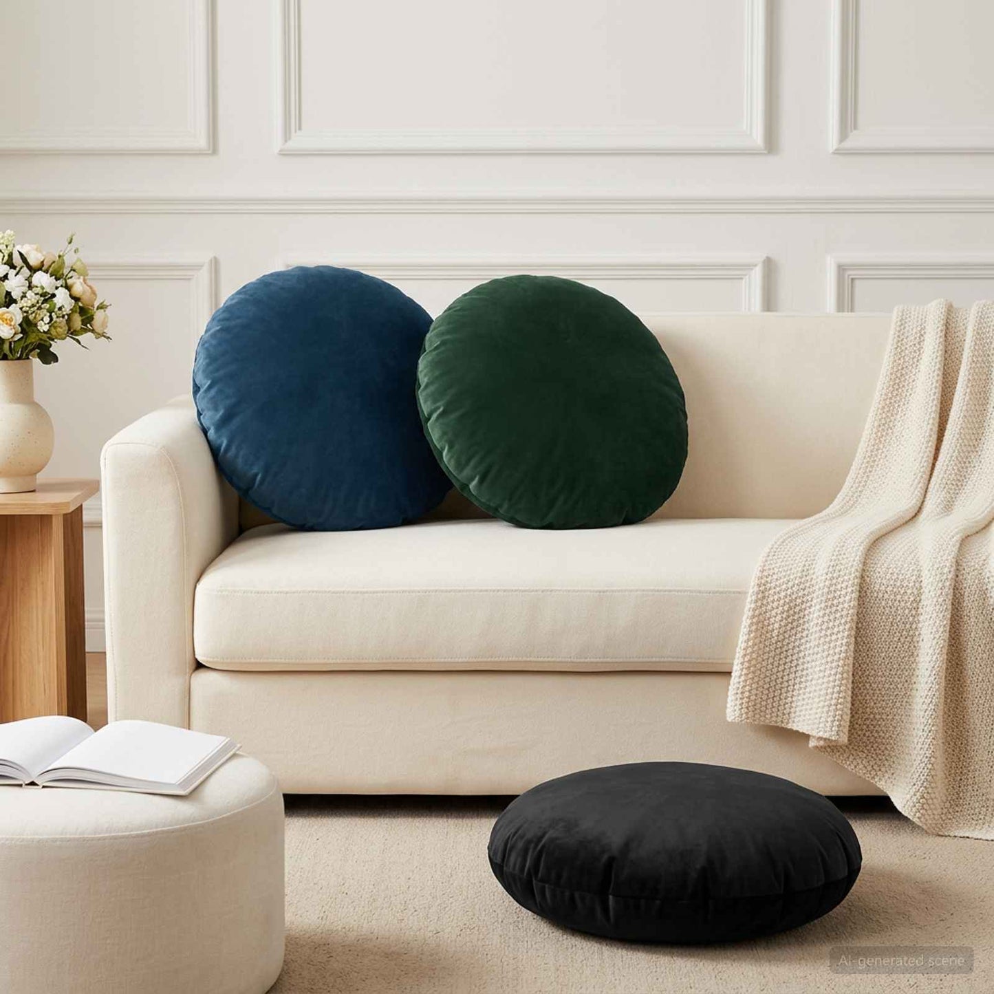 vidaXL Cushion with Pillow HEERLEN 6 pcs Black Velvet 1