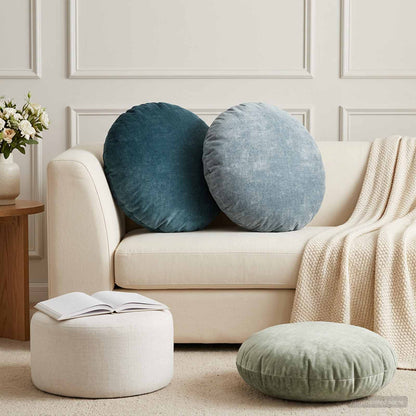 vidaXL Cushion Cover 6 pcs HEERLEN Light Blue Ø 60 cm Chenille Fabric 1