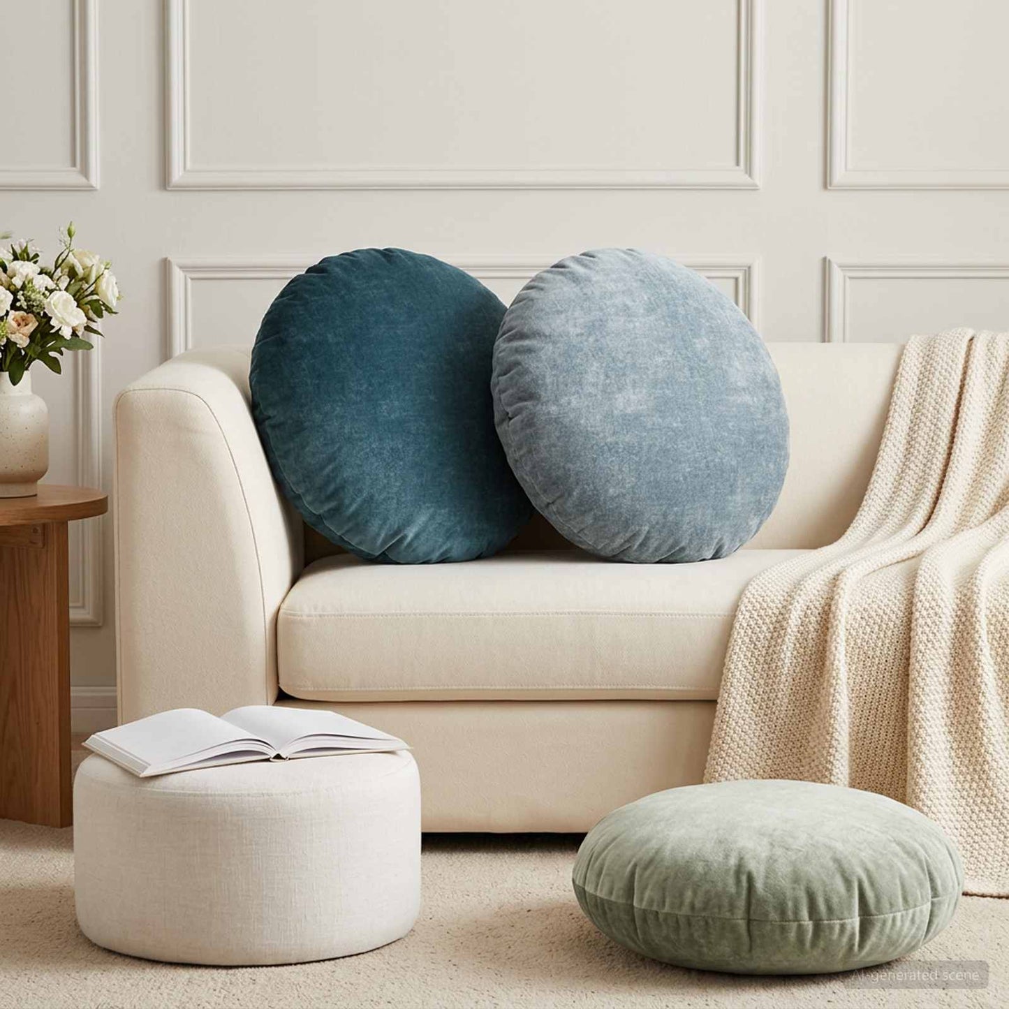 vidaXL Cushion Cover 6 pcs HEERLEN Green Ø 60 cm Chenille Fabric 1