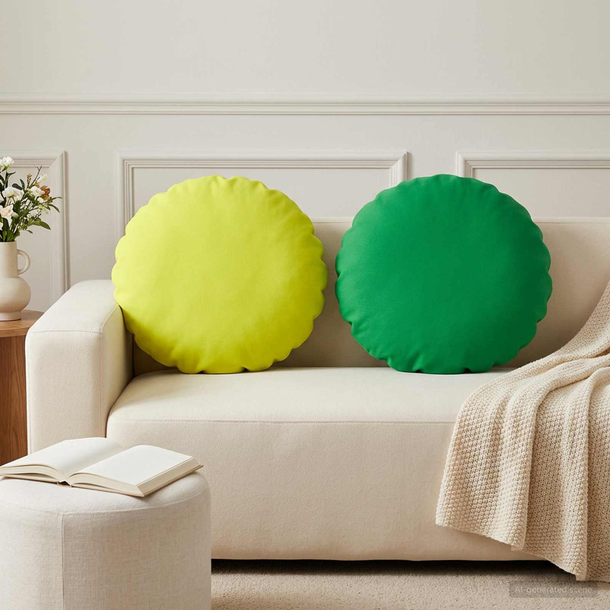 Throw Pillow HEERLEN Dia Polyester green